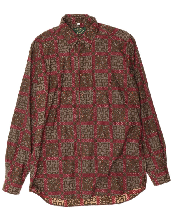Green Leaves Chemise Homme Taille 38/39 Viscose Paisley Rouge Moyen