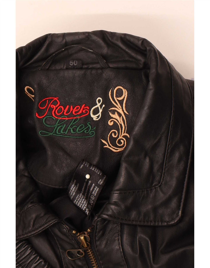 Rover & Lake Gilet en cuir pour homme IT 50 Large Noir
