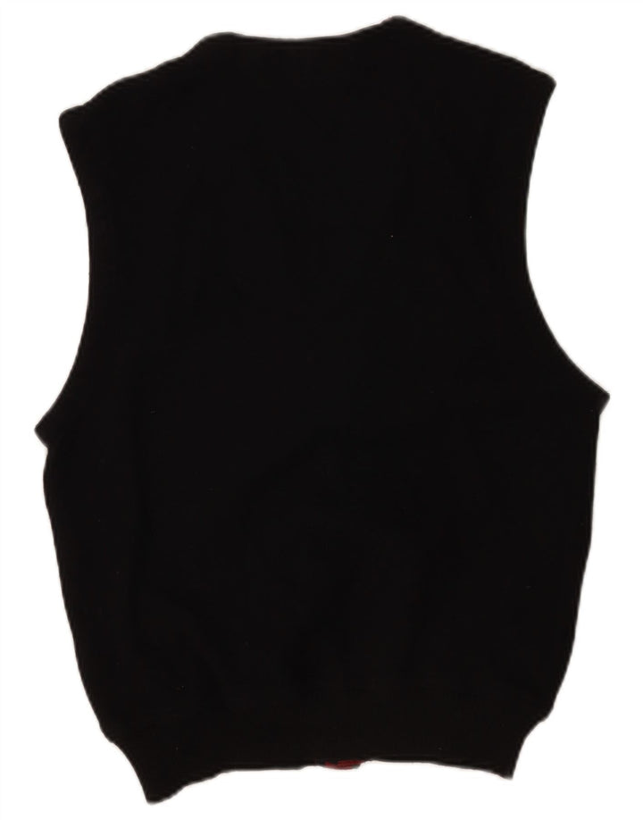 POP 84 Pull cardigan sans manches pour homme Petite laine noire