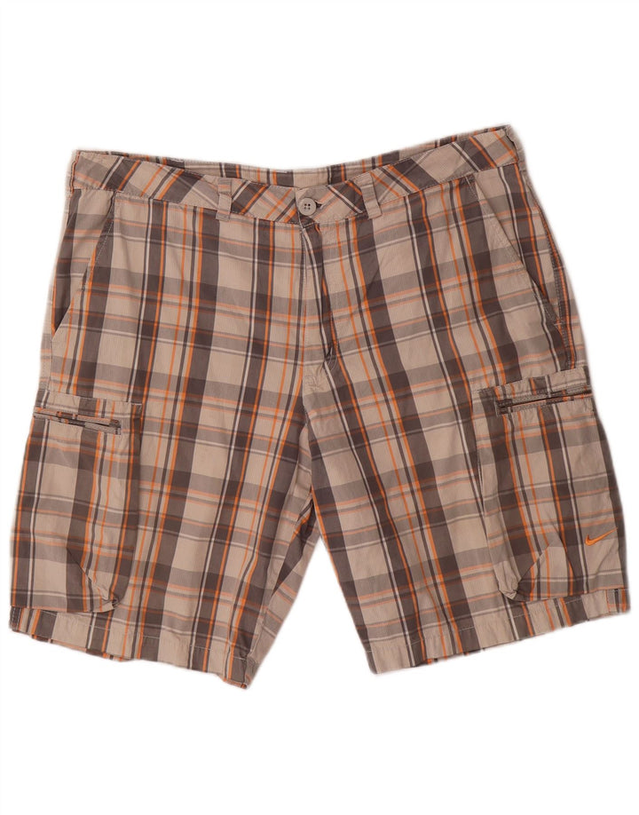 NIKE Short cargo pour homme W36 en coton à carreaux gris grand