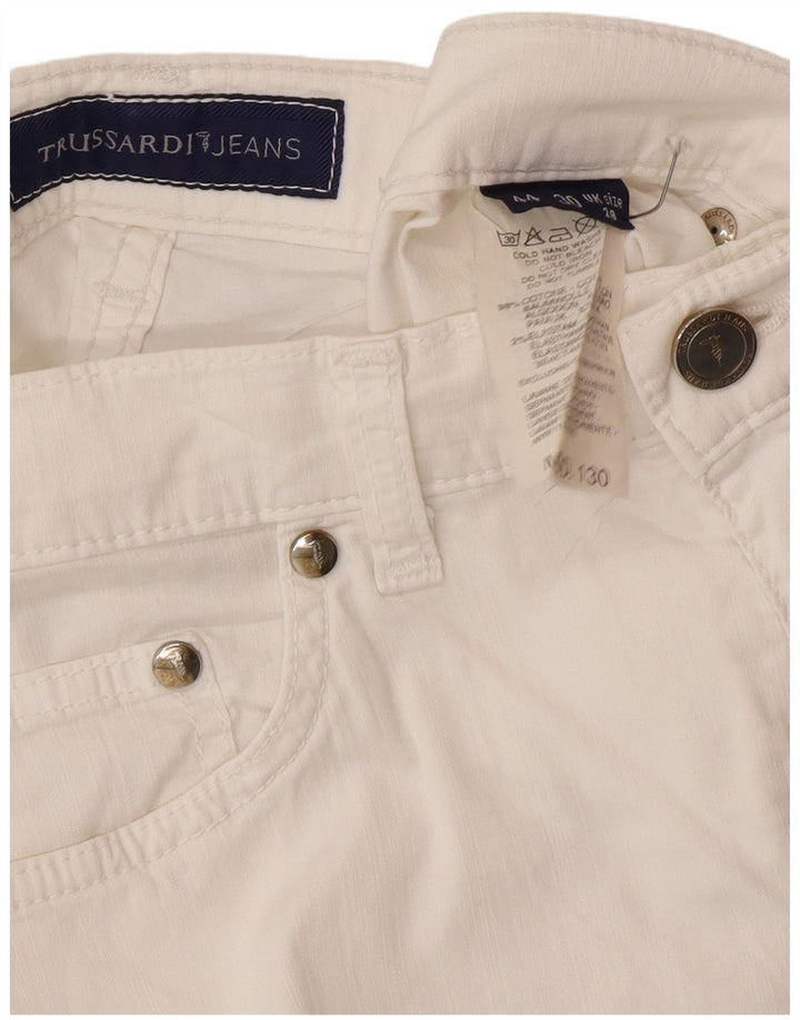 Trussardi Pantalon Droit Casual IT 44 Medium W28 L28 Coton Blanc