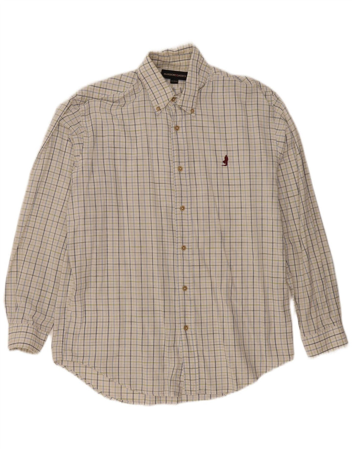 Chemise Homme Marlboro Classics Coton à Carreaux Blanc Moyen