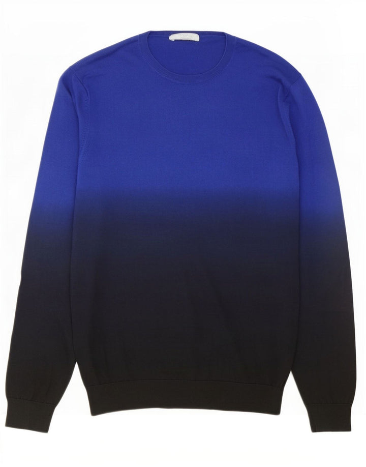 Cos Pull à col rond pour homme en soie color block bleu moyen