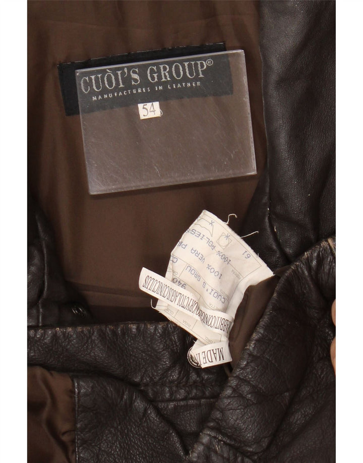 Veste en cuir homme vintage IT 54 2XL Cuir marron