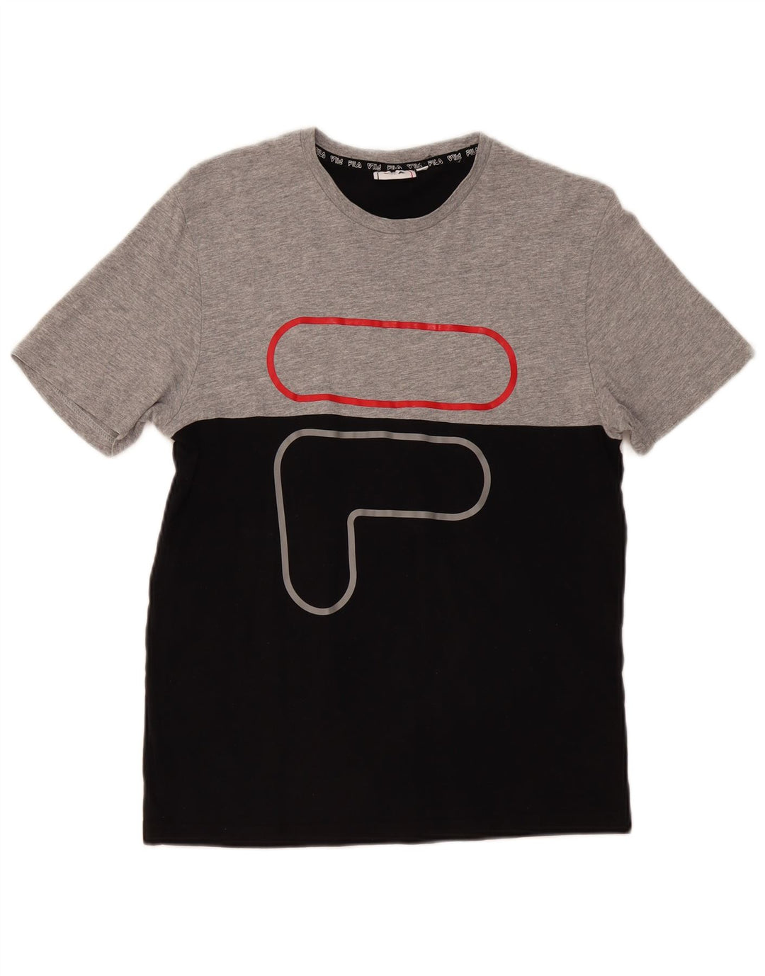 FILA T-Shirt Graphique Homme Petit Gris Colorblock Coton