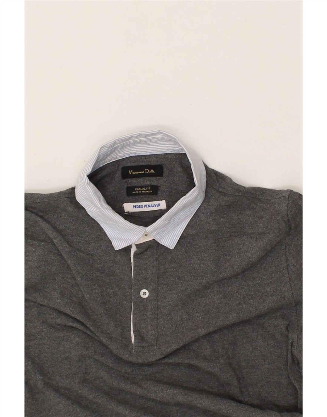 MASSIMO DUTTI Mens Casual Fit Polo Shirt Small Grey Cotton Vintage Massimo Dutti and Second-Hand Massimo Dutti from Messina Hembry 