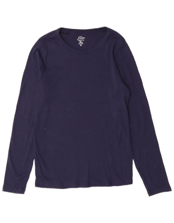 J. Crew Femmes Perfect Fit Top Manches Longues UK 18 XL Bleu Marine Coton