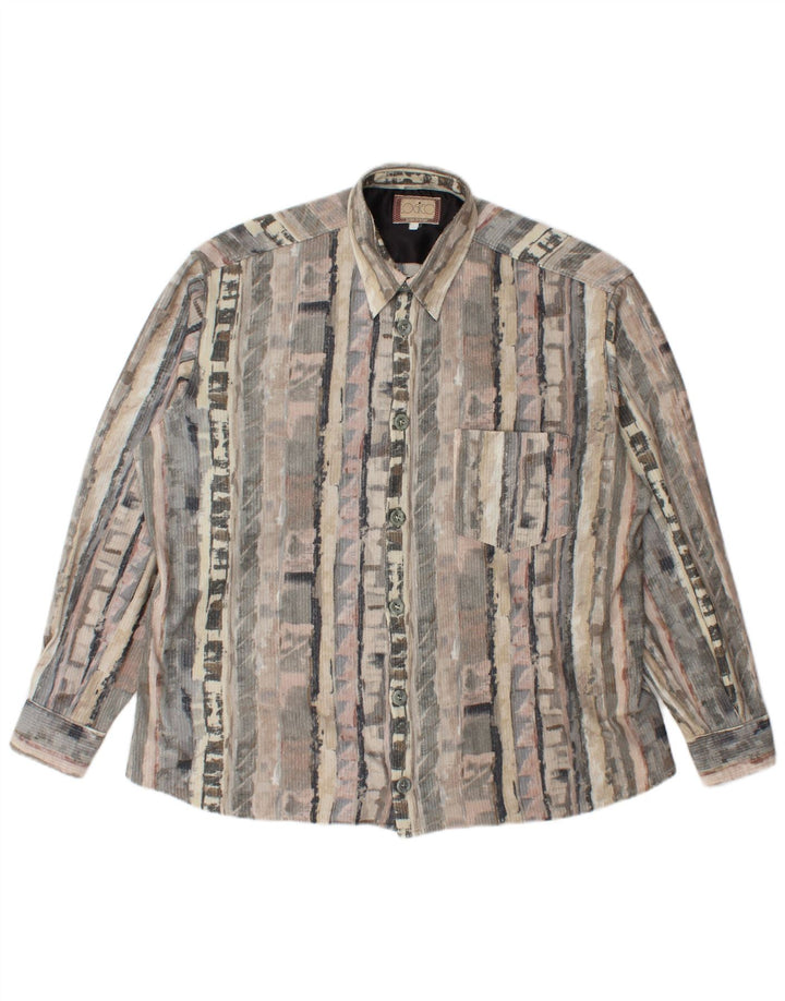 Chemise polaire homme vintage grand gris géométrique