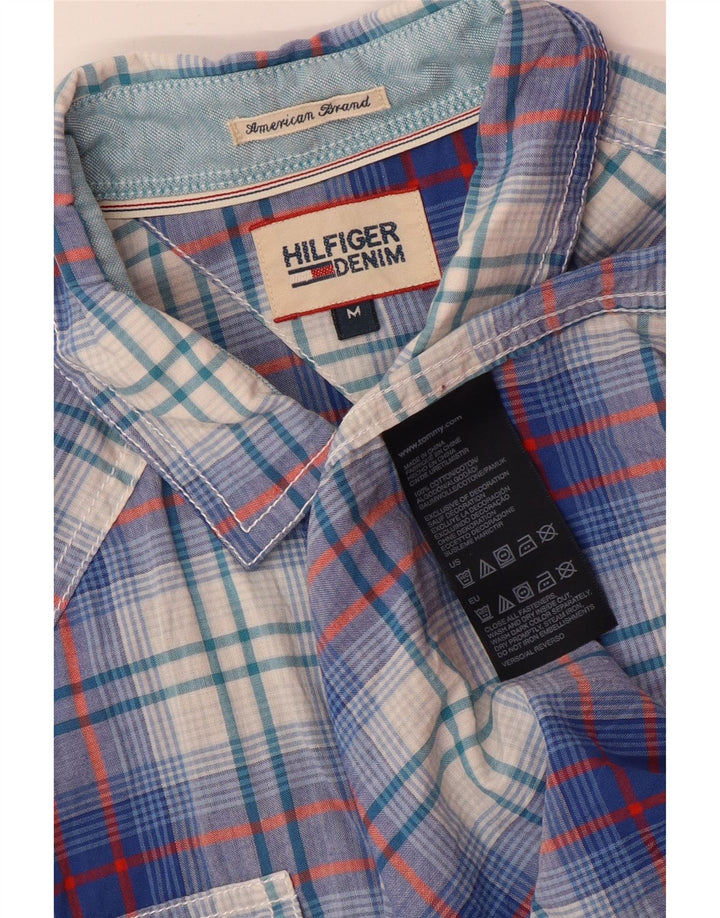 Tommy Hilfiger Chemise Graphique à Manches Courtes Homme Bleu Moyen à Carreaux Coton