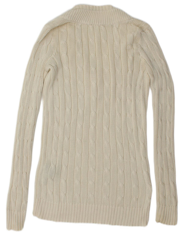 Ralph Lauren Pull surdimensionné à col en V pour femme UK 10 Petit Blanc cassé