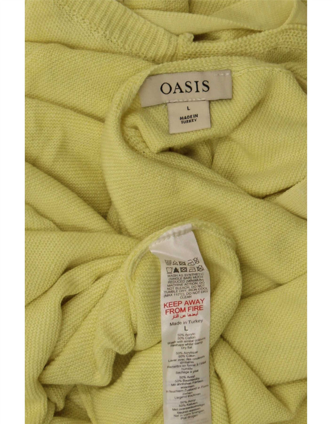 Oasis Chemisier surdimensionné pour femme UK 16 Large Jaune Acrylique