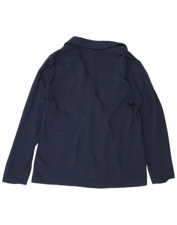 Topshop Veste Blazer 1 Bouton Femme UK 14 Grand Bleu Marine Polyester