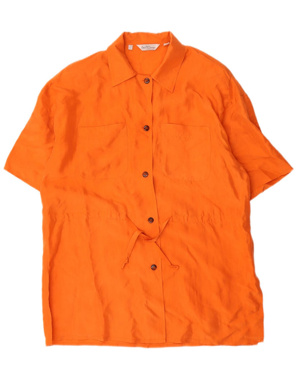 Robe chemise surdimensionnée femme vintage UK 12 Soie orange moyenne