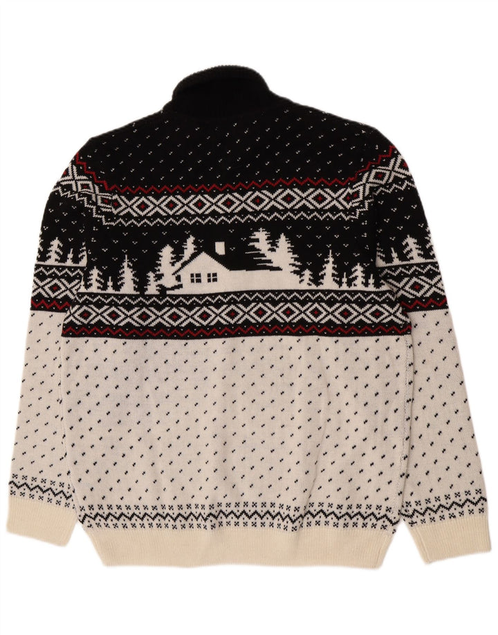 C&A Pull Col Roulé XL Homme Blanc Fair Isle Acrylique