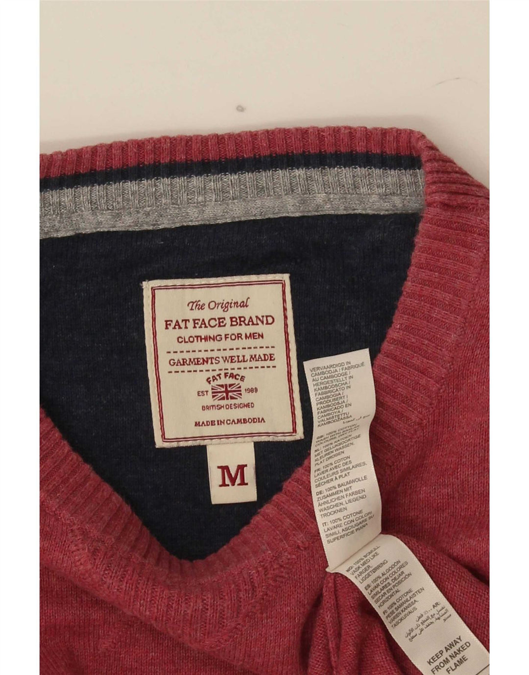 Fat Face Pull Col Ras du Cou Homme Rouge Moyen Coton