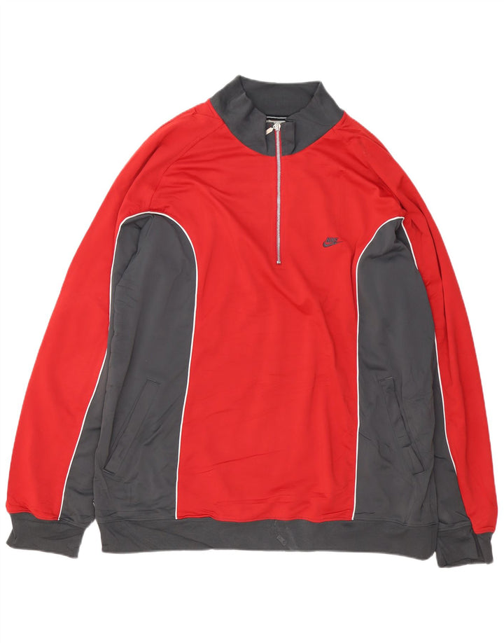 ADIDAS Sweat-shirt à col zippé pour homme 2XL Rouge Colorblock Polyester