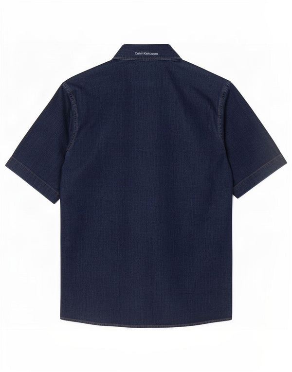 Calvin Klein Jeans Chemise à Manches Courtes Homme Bleu Marine Moyen Coton