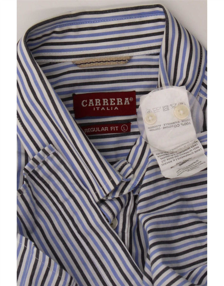 Carrera Chemise à manches courtes Regular Fit pour homme en coton à rayures bleues