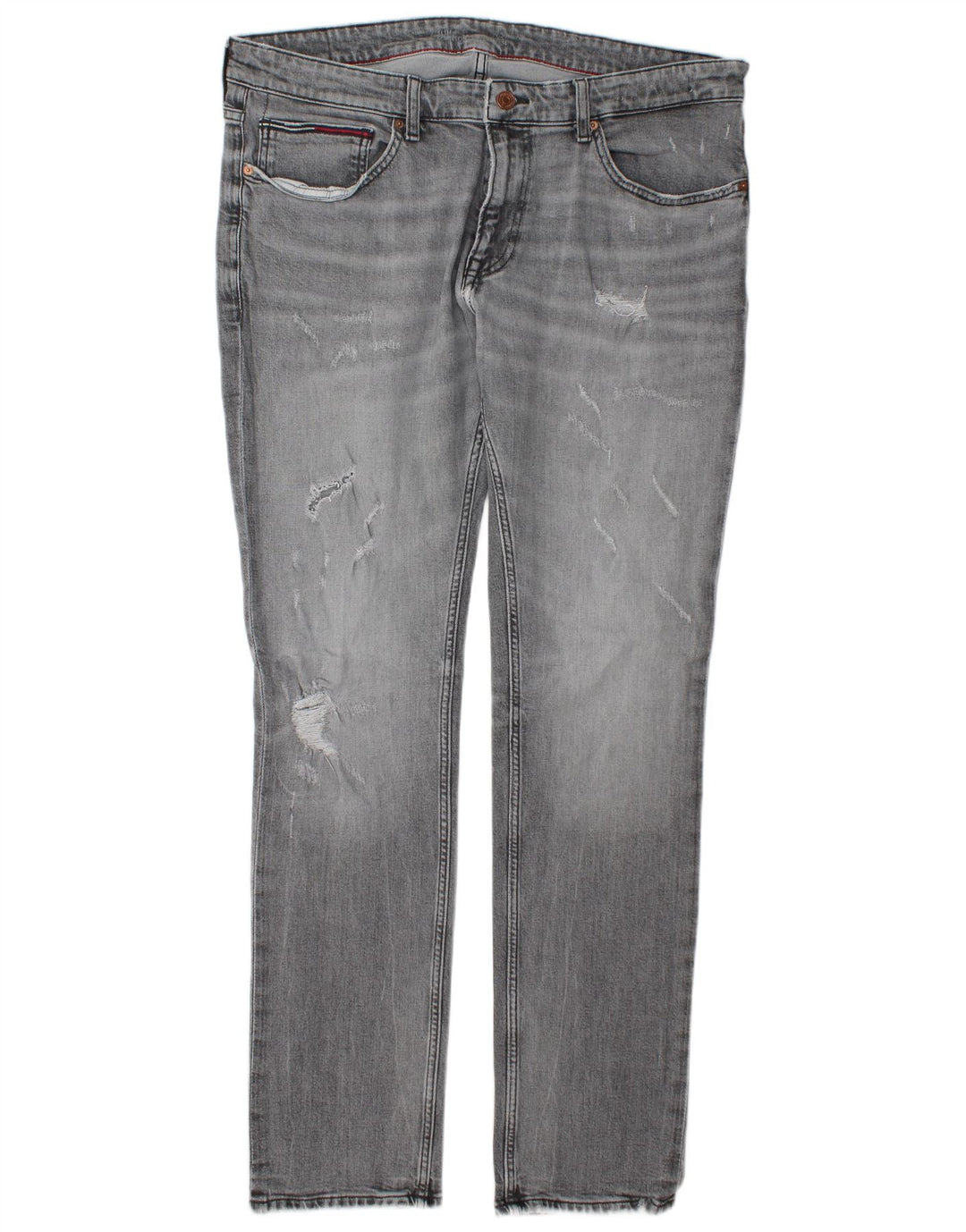 Tommy Hilfiger Jean slim vieilli W38 L34 pour homme en coton gris