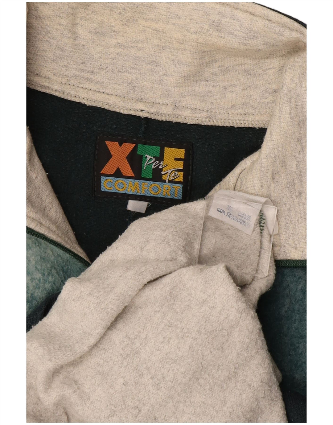 EXTE Sweat-shirt graphique à col zippé pour hommes, grand color block gris