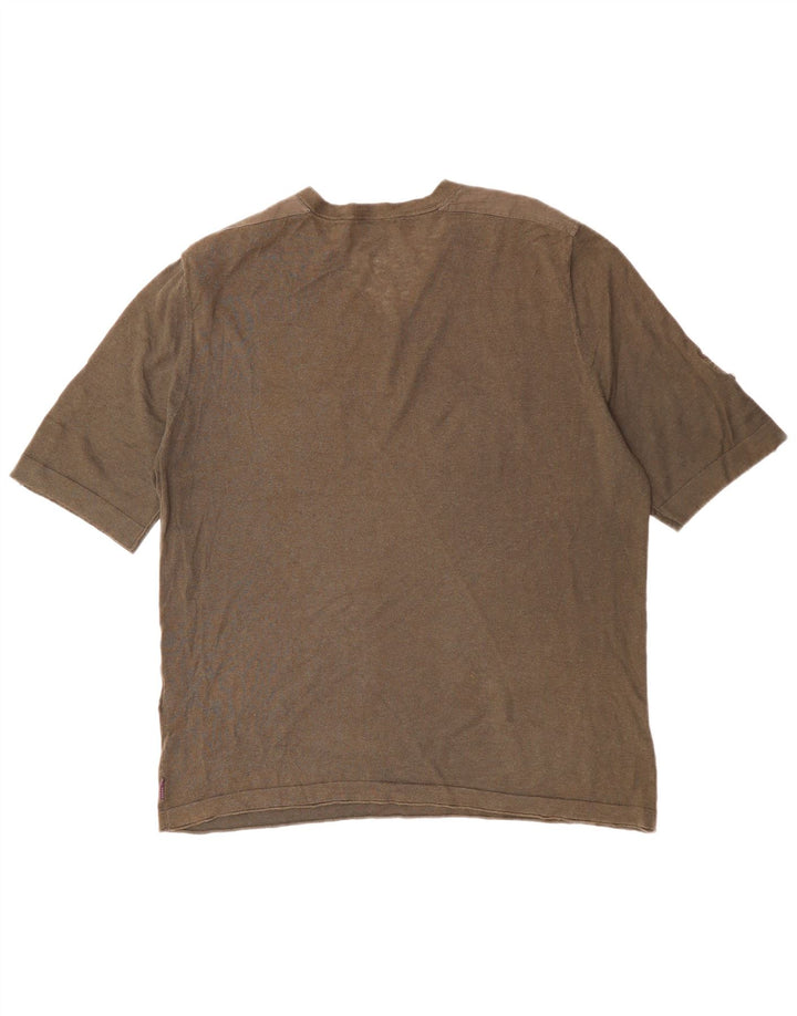 TED BAKER T-Shirt Homme Top Taille 6 2XL Kaki Coton