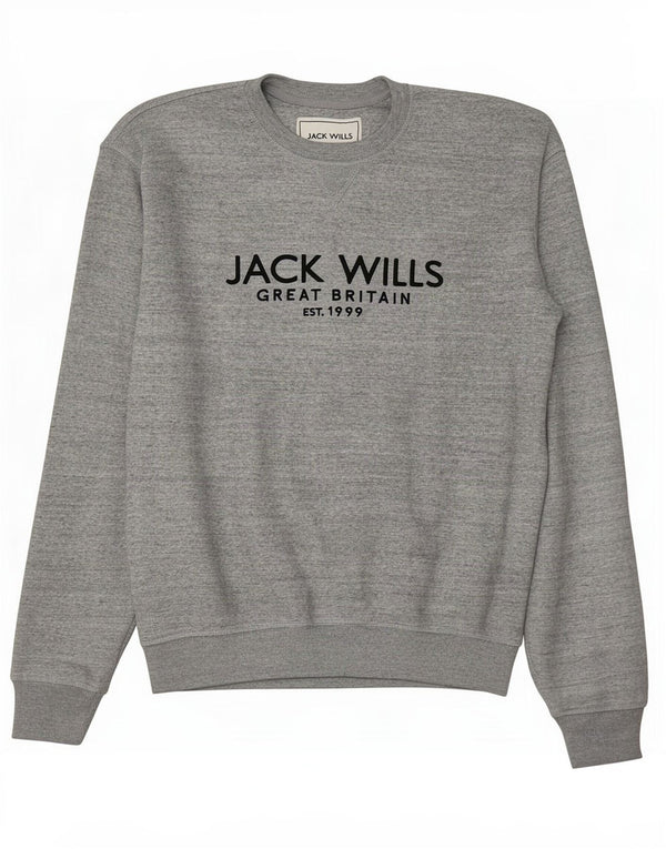 Jack Wills Sweat-shirt graphique coupe ample pour homme XS Gris chiné en coton