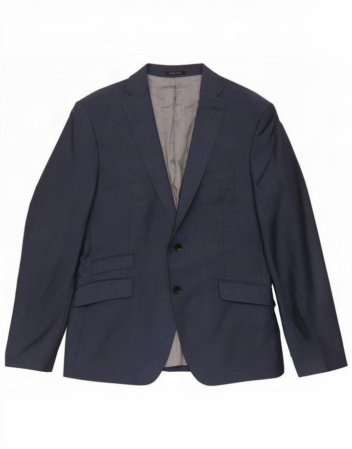 Zara Veste Blazer 2 Boutons Homme EU 52 Grande Laine Bleu Marine