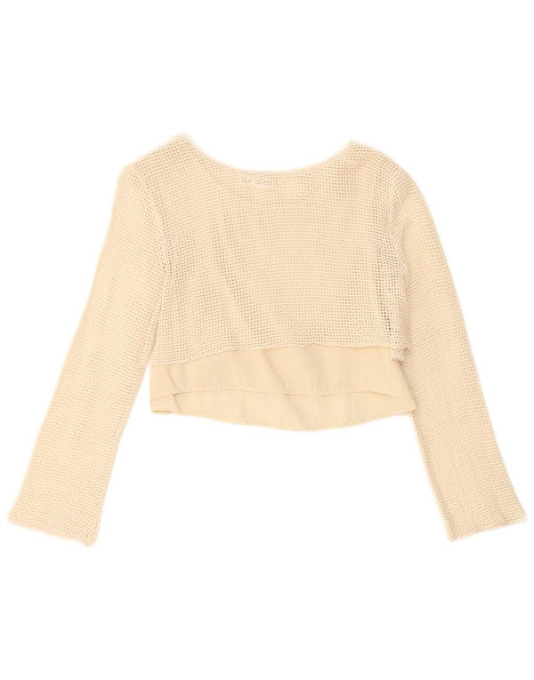 Zara Filles Crop Crochet Top Manches Longues 13-14 ans Beige Coton