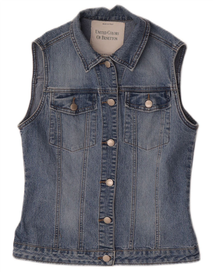 Benetton Gilet en jean pour femme UK 10 Small Bleu