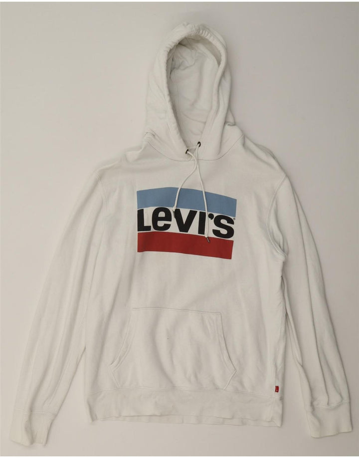 Levi's Pull à Capuche Graphique Homme Blanc Coton Large