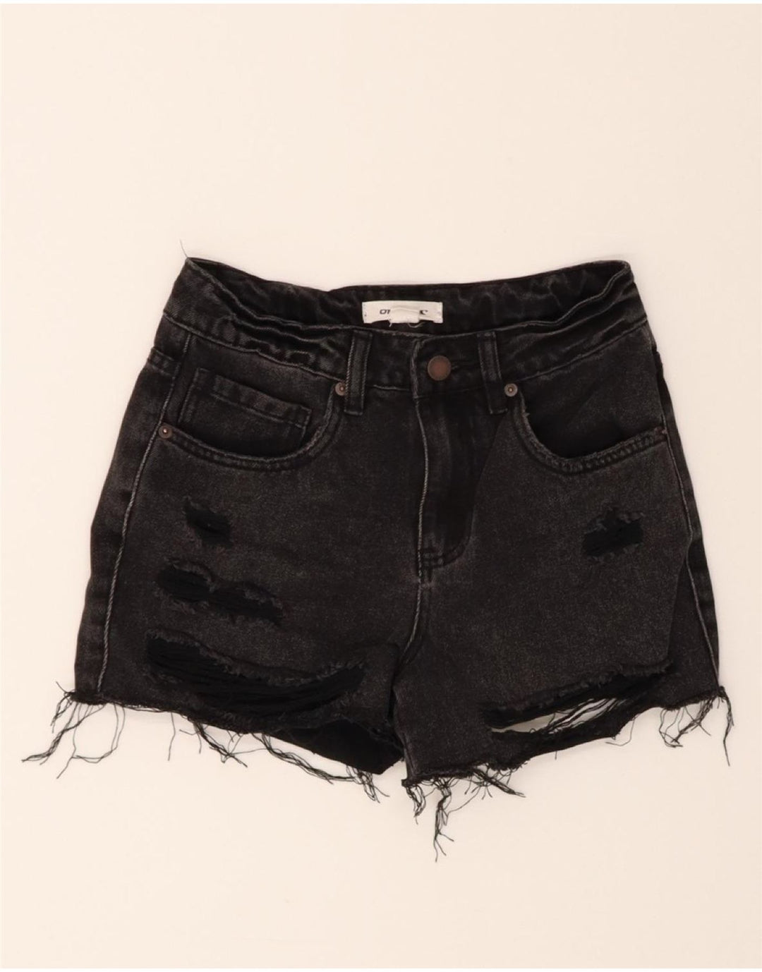 O'NEILL Womens Distressed Denim Shorts W24 XS Black Cotton Vintage O'Neill and Second-Hand O'Neill from Messina Hembry 