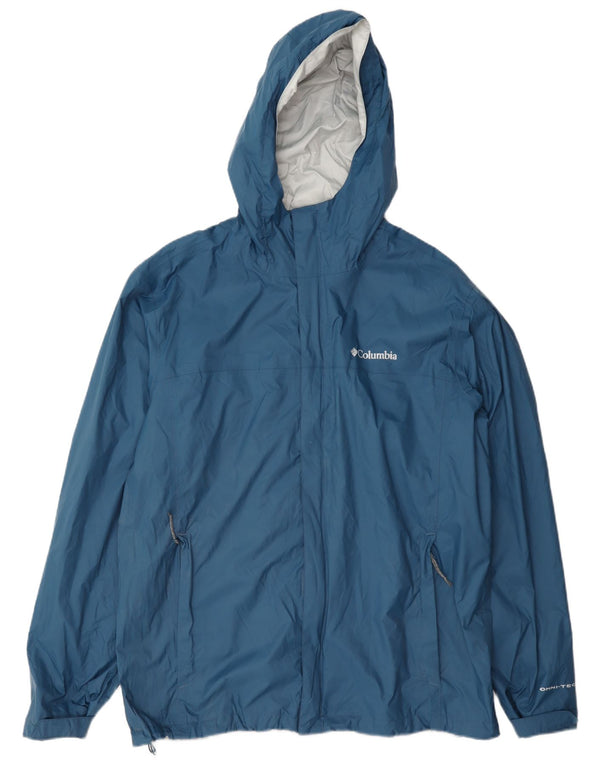 Columbia Veste de pluie à capuche Omni-Tech pour homme UK 40 Large Bleu Nylon