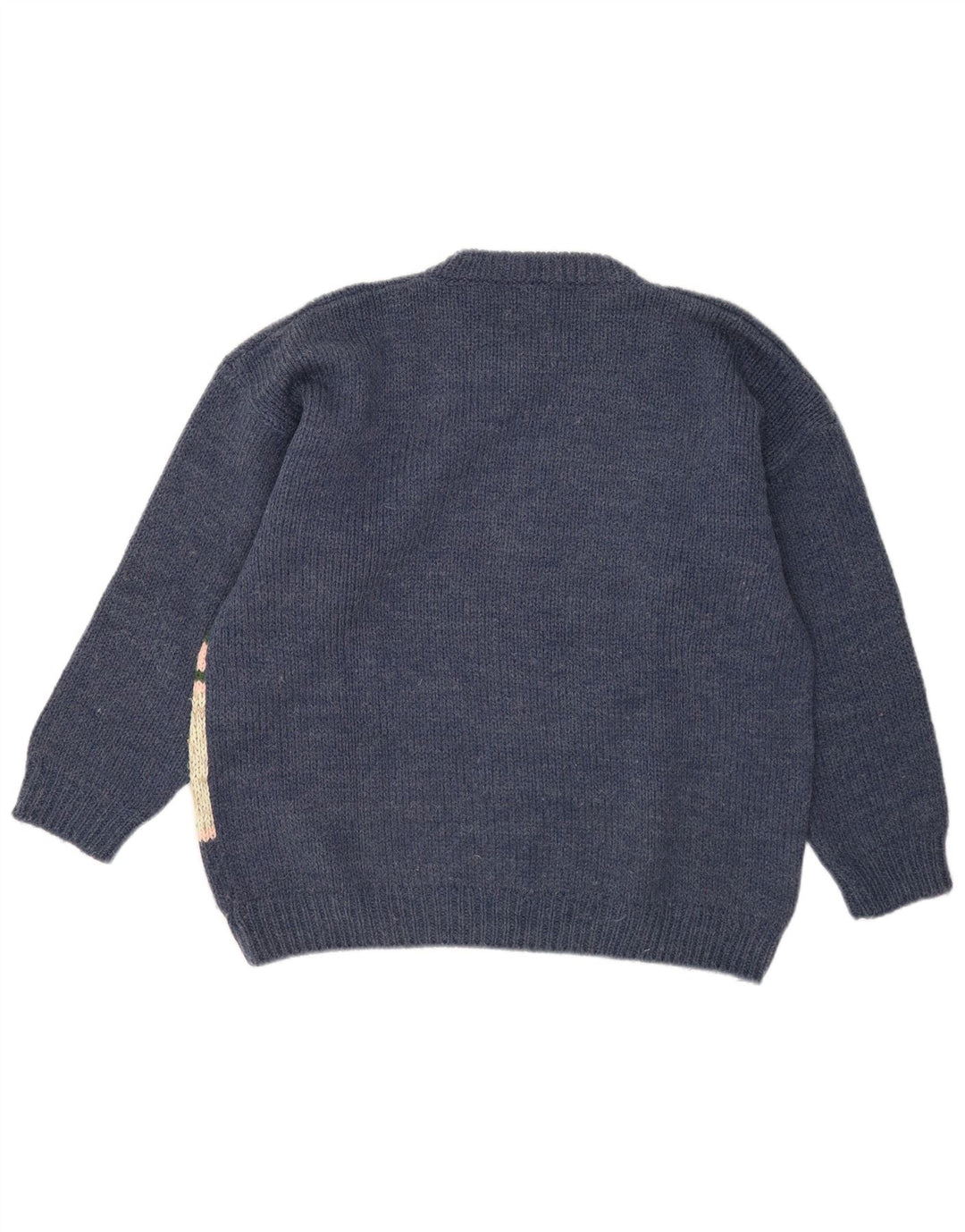 vintage Mens Graphic Crew Neck Jumper Pull Grande Laine Bleu Marine