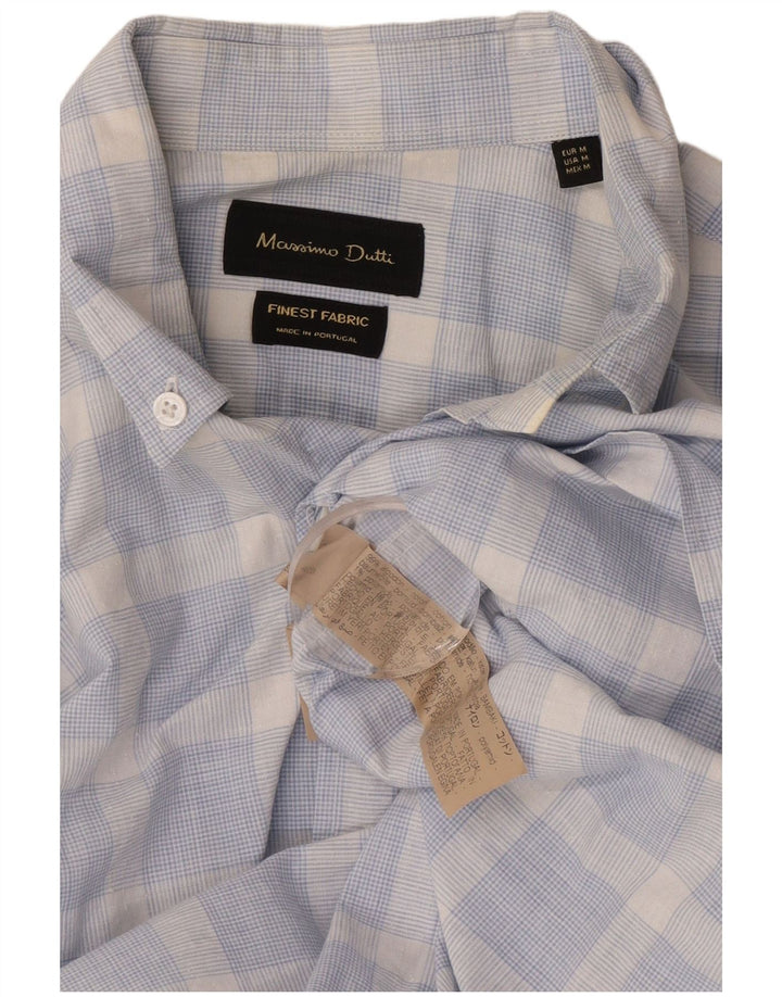 Massimo Dutti Chemise Homme Bleu Moyen Carreaux Coton