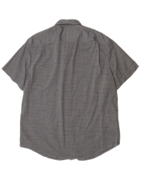 PENGUIN Mens Short Sleeve Shirt Large Blue Pinstripe Cotton