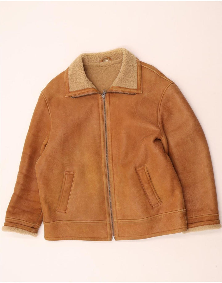 David Moore Veste en peau de mouton pour homme EU 50 Grande peau de mouton marron