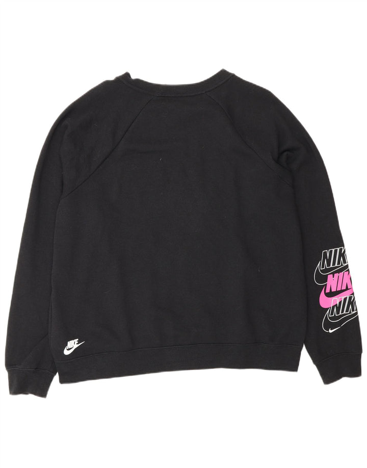 Nike Sweat-shirt graphique surdimensionné pour femme UK 16 Grand coton noir