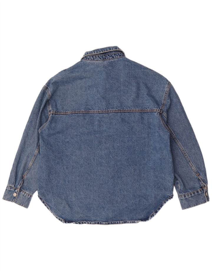 Zara Femme Chemise En Jean Oversize Asymétrique UK 18 XL Bleu