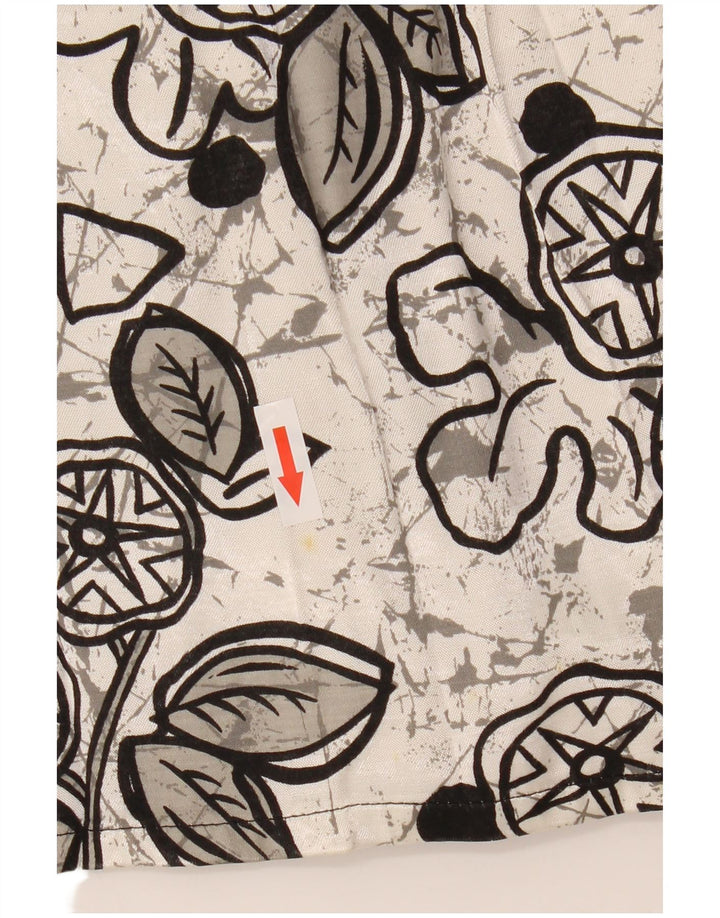 vintage Femmes Midi Jupe Plissée W29 Moyen Blanc Floral