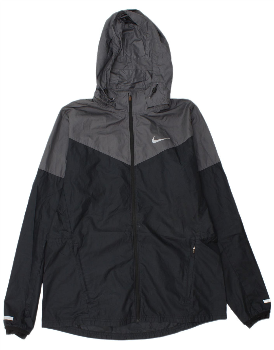 NIKE Veste de pluie à capuche pour homme UK 40 Large Noir Colourblock Polyester