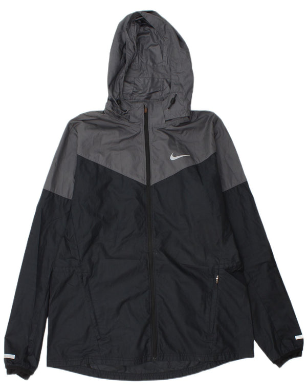 NIKE Veste de pluie à capuche pour homme UK 40 Large Noir Colourblock Polyester