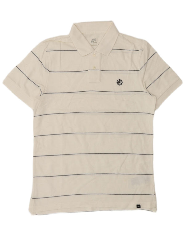 Polo Nike Homme Coton Rayé Blanc Moyen