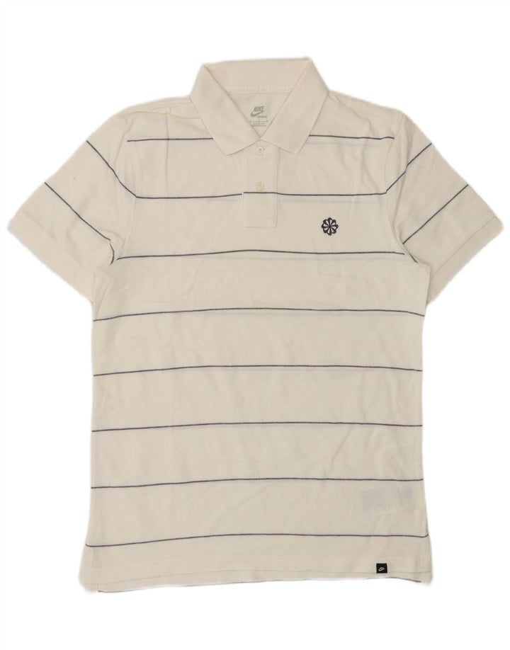 Polo Nike Homme Coton Rayé Blanc Moyen