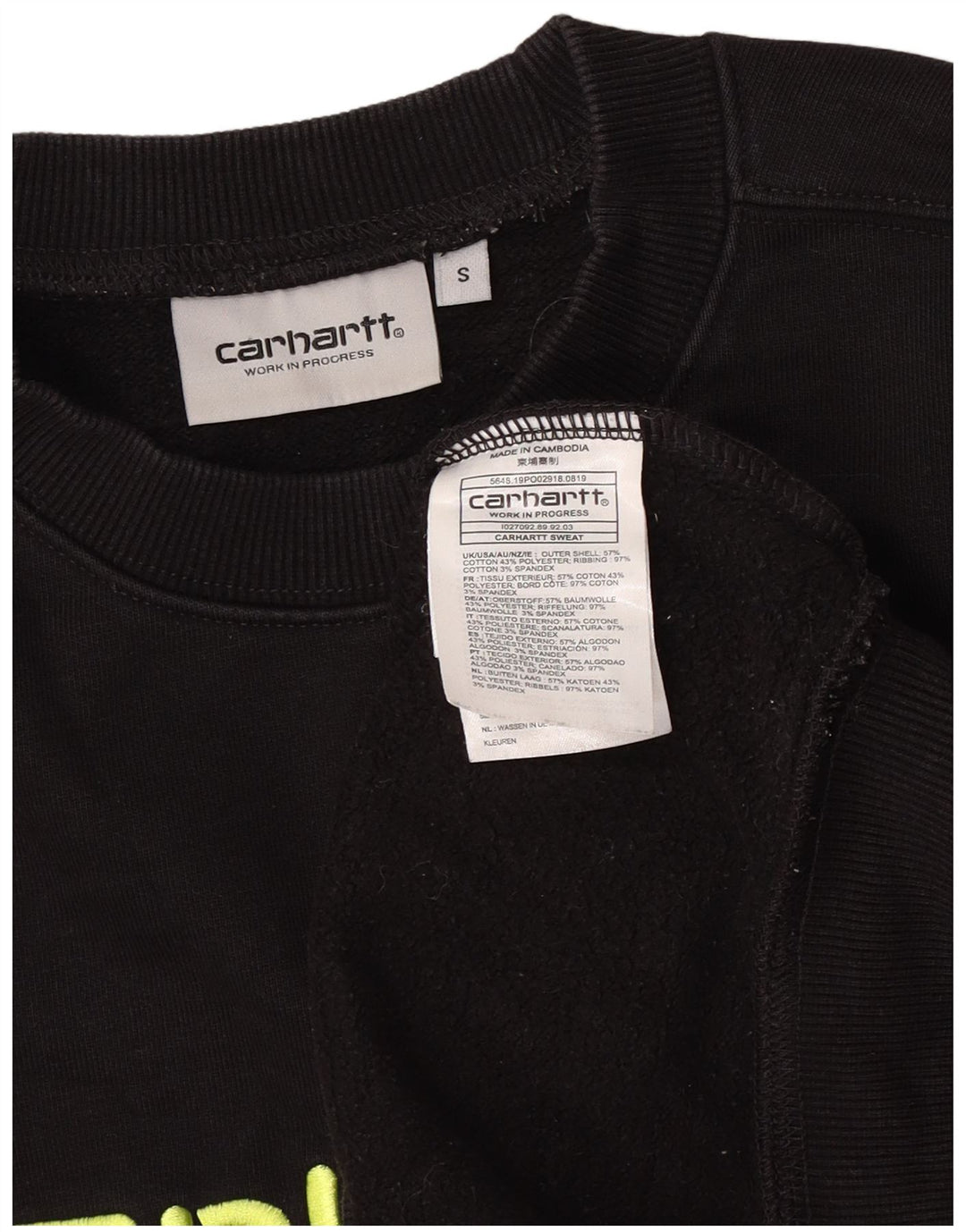 Carhartt Sweat-shirt graphique pour homme Petit coton noir