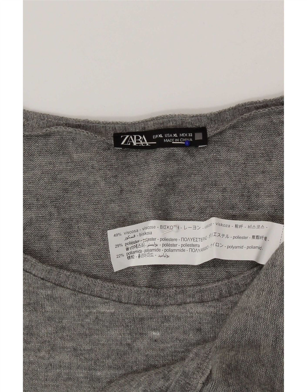 Zara Femme Débardeur UK 18 XL Gris Viscose
