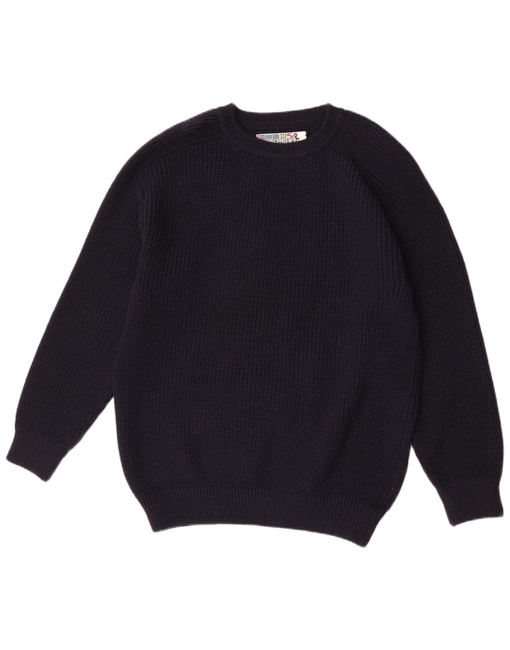 Orcinus Pull à col rond pour homme en laine bleu marine moyen