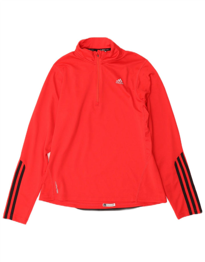 Adidas Femmes Climacool Zip Neck Pull Survêtement Top UK 14 Moyen Rouge