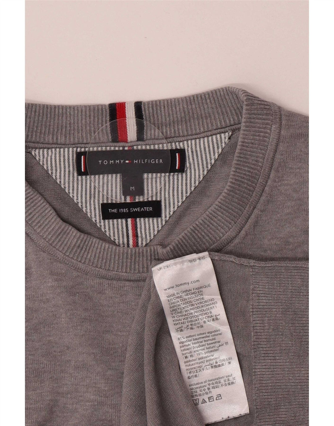 Tommy Hilfiger Pull Ras du Cou Homme Gris Moyen Coton
