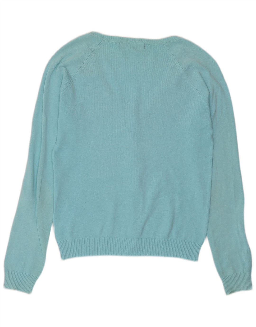 Zara Femme Cardigan Pull UK 12 Bleu Moyen Coton