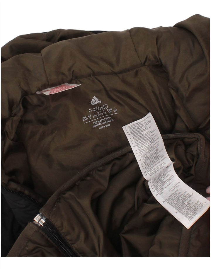 Adidas Veste matelassée à capuche pour garçon 9-10 ans Kaki Colourblock Polyester